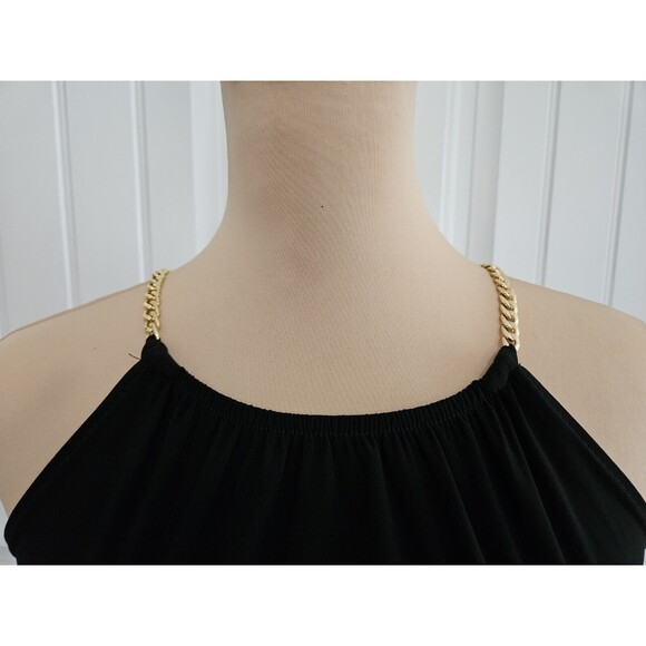 Nicole Miller Black Dress Gold Chain Straps A Line Size S Nwt - Picture 2 of 10